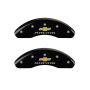 MGP 14012FBRCBK Front set 2 Caliper Covers Engraved Front Chevy racing Black finish silver ch