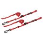 SpeedStrap 1In x 10Ft Cam-Lock Tie Down with Snap S-Hooks Soft-Tie (2 Pack) - Red