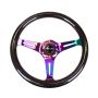 NRG Classic Wood Grain Steering Wheel (350mm) Black Sparkle/Galaxy Color w/Neochrome 3-Spoke