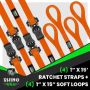 Rhino USA RCHT-4PACK-ORG Medium Duty Ratchet Strap Tie-Down 4-Pack (Orange)