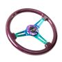 NRG Classic Wood Grain Steering Wheel (350mm) Purple Pearl Paint w/Neochrome 3-Spoke Center
