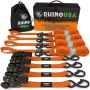 Rhino USA RCHT-4PACK-ORG Medium Duty Ratchet Strap Tie-Down 4-Pack (Orange)