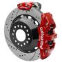 Wilwood 140-16173-DR AERO4 Big Brake Rear Electronic Parking Brake Kit - Red - Powder Coat Caliper - D/S Rotor