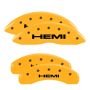 MGP 4 Caliper Covers Engraved Front & Rear 11-18 Jeep Grand Cherokee Yellow Finish Black Hemi Logo