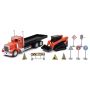 New Ray Toys SS-34023A Peterbilt 379 Flatbed Truck Roadwork Playset/ Scale - 1:32