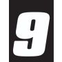 Hardline DD73W-9 Dirt Digits 3pk 7 in. - High Gloss Number 9 - White