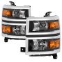 SPYDER 9042447 xTune 14-15 Chevy Silverado 1500 (New Body) OEM Style Headlights w/Trim - Blk (HD-JH-CS14-CC-BK)