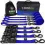 Rhino USA HDKIT-4PK-BLU Heavy Duty Ratchet Tie-Down 4-Pack (Blue) 1.6In X 8Ft
