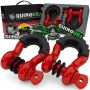 Rhino USA RNO-RED-SHACKLES 3/4In D-Ring Shackle Set (2-Pack)(Red)