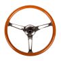 NRG Reinforced Steering Wheel (360mm) Classic Wood Grain w/Chrome Cutout 3-Spoke Center