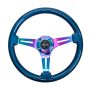 NRG Classic Wood Grain Steering Wheel (350mm) Blue Pearl/Flake Paint w/Neochrome 3-Spoke Center