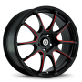 Konig Illusion 17x7 5x100 ET40 Black/Ball Cut Red