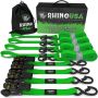 Rhino USA RCHT-4PACK-GRN Medium Duty Ratchet Strap Tie-Down 4-Pack (Green)