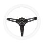 NRG Classic Wood Grain Steering Wheel (350mm) White Paint Grip w/Black 3-Spoke Center
