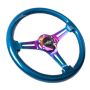 NRG Classic Wood Grain Steering Wheel (350mm) Blue Pearl/Flake Paint w/Neochrome 3-Spoke Center