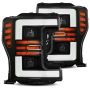 AlphaRex 17-19 Ford F-250 SD PRO-Series Proj Headlight Plnk Style Matte Blk w/Activ Light/Seq Signal