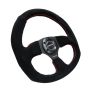 NRG Reinforced Steering Wheel (320mm Horizontal / 330mm Vertical) Suede w/Red Stitch