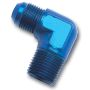 Russell Performance -6 AN to 1/4in NPT 90 Degree Flare to Pipe Adapter (Blue)