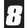 Hardline DD73W-8 Dirt Digits 3pk 7 in. - High Gloss Number 8 - White