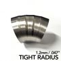 Ticon Industries 3in Dia 1.14D Tight Rad 45Deg Bend 1.2mm/.047in Pre Welded Titanium Pie Cut - 5pk