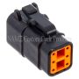 NAMZ MDP-6B Deutsch DTM 6-Position Plug w/6 Stamped Terminals & Wedgelock - Black (HD 74116-98BK)
