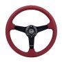 NRG RST-037MB-BUA Sport Wheel (350mm) 3 Solid Spokes - 1.5in Deep - Burgundy - Micro Suede - Black Stitching