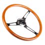 NRG Reinforced Steering Wheel (360mm) Classic Wood Grain w/Chrome Cutout 3-Spoke Center
