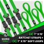 Rhino USA RCHT-4PACK-GRN Medium Duty Ratchet Strap Tie-Down 4-Pack (Green)