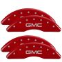 MGP 34003SGMCRD 4 Caliper Covers Engraved Front & Rear GMC Red finish silver ch