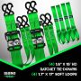 Rhino USA TD-GC1.6X15-GRN Heavy Duty Ratchet Tie-Down 4-Pack Green 1.6In X 15Ft