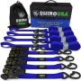 Rhino USA RCHT-4PACK-BLU Medium Duty Ratchet Strap Tie-Down 4-Pack (Blue)