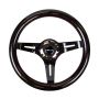 NRG Classic Wood Grain Steering Wheel (310mm) Black w/Black Chrome 3-Spoke Center