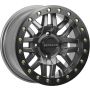 Raceline A91G Ryno 14x7in/4x137 BP/10mm Offset/110.18mm Bore - Gunmetal & Black Ring Beadlock Wheel