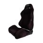 NRG RSC-220L/R Sport Seats (Pair) Type-R Suede w/ Logo - Black w/Red Stitching