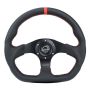 NRG RST-024MB-R-RD Reinforced Steering Wheel (320mm) Sport Leather Flat Bottom w/ Red Center Mark/ Red Stitching