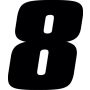 Hardline DD43B-8 Dirt Digits 3pk 4 in. - High Gloss Number 8 - Black