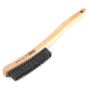 Forney 70504 Wire Scratch Brush, Carbon Steel with Curved Wood Handle, 13-3/4-Inch-by-.014-Inch