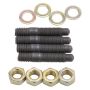 Edelbrock 8056 Carburetor Mounting Studs Bullet Nosed Black Oxide Gold Iridite Washers/Nuts Set of 4