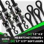 Rhino USA HD-RATCHETKIT-4PK Heavy Duty Ratchet Tie-Down 4-Pack (Black) 1.6In X 8Ft