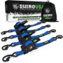 Rhino USA TD-RSRE1X10-BLU Retractable Ratchet Straps (4Pk 1Inx10Ft) (Blue)