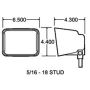 TRUCK-LITE 97989 Truck-Lite, -, Silver, Steel, 1 Stud Mount