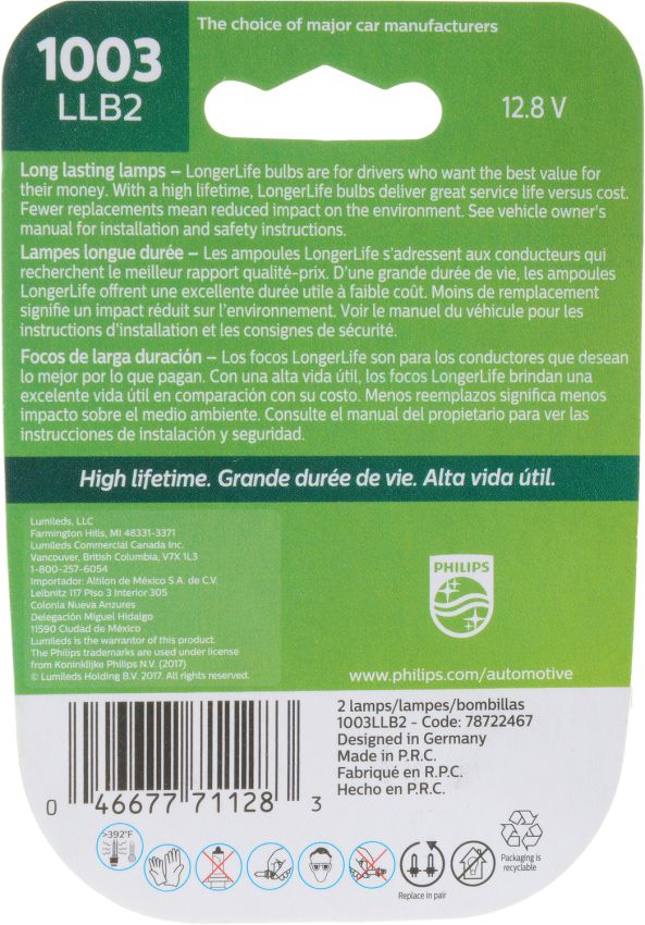 Philips 1003LLB2 Philips LongerLife Miniature 1003LL