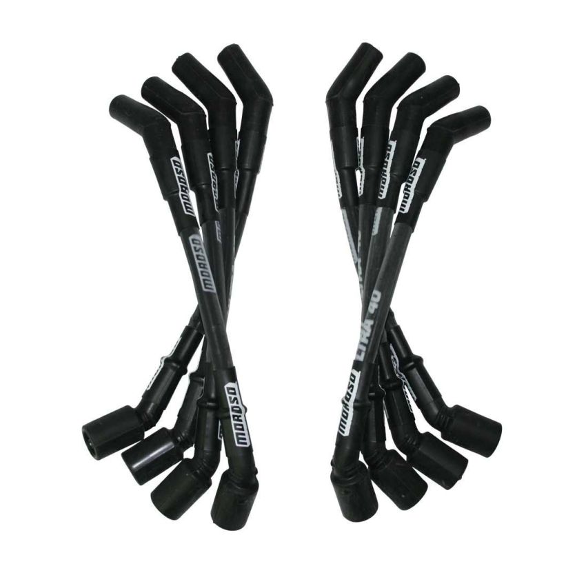 Moroso 73851 GM LS Ultra 40 Custom Fit Sleeved Ignition Wire Set 12in 135 Deg Boots - Black