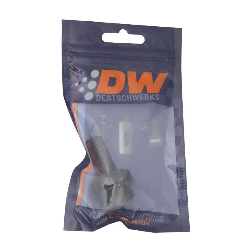 DeatschWerks 10AN ORB Male to 1/2in Male Triple Barb Fitting (Incl O-Ring) - Anodized Matte Black