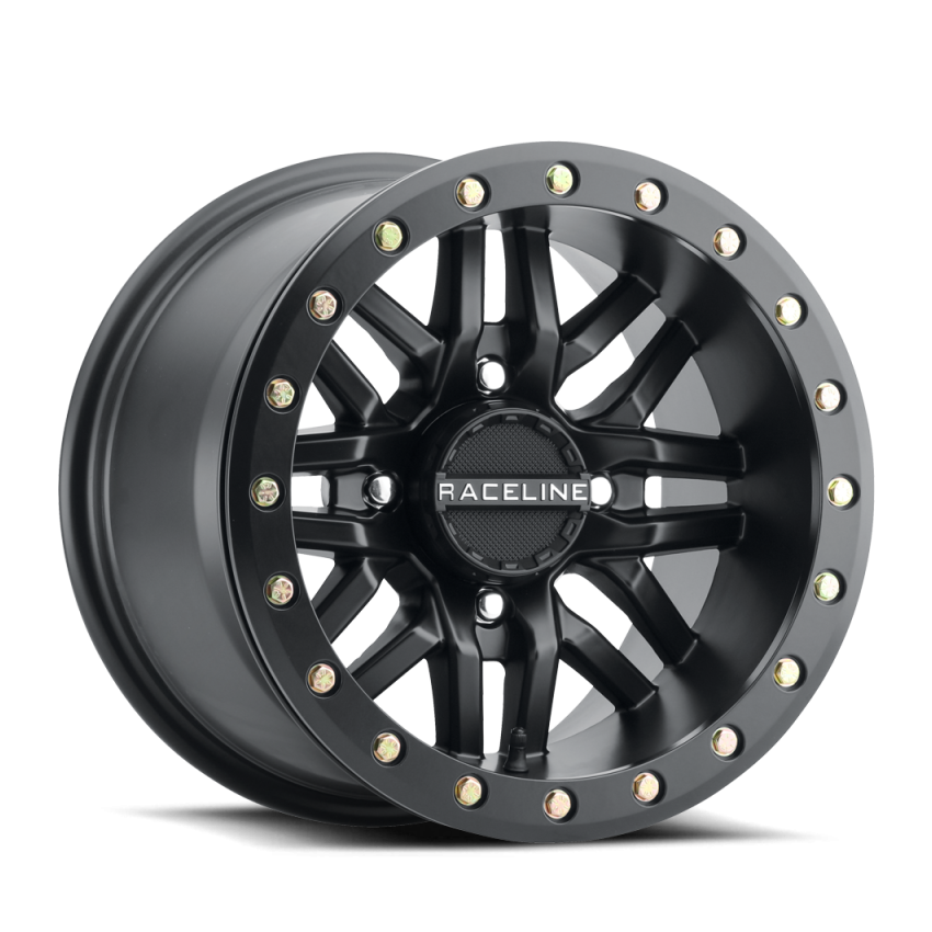 Raceline A91B Ryno 14x7in / 4x156 BP / 10mm Offset / 132.5mm Bore - Satin Black Beadlock Wheel
