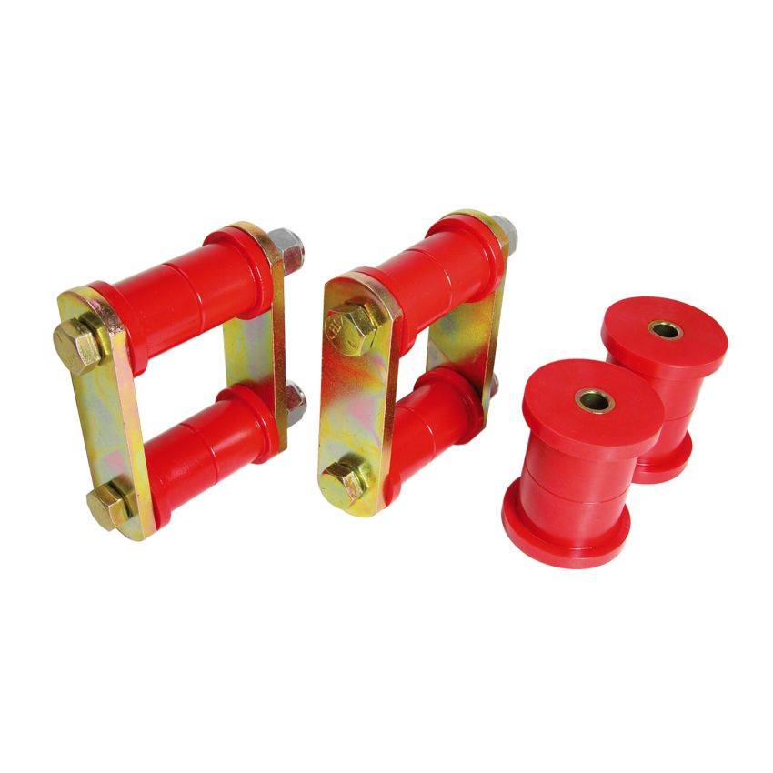 Prothane 64-73 Ford Mustang Rear Spring Bushings w/ HD Shackle Kit - Red