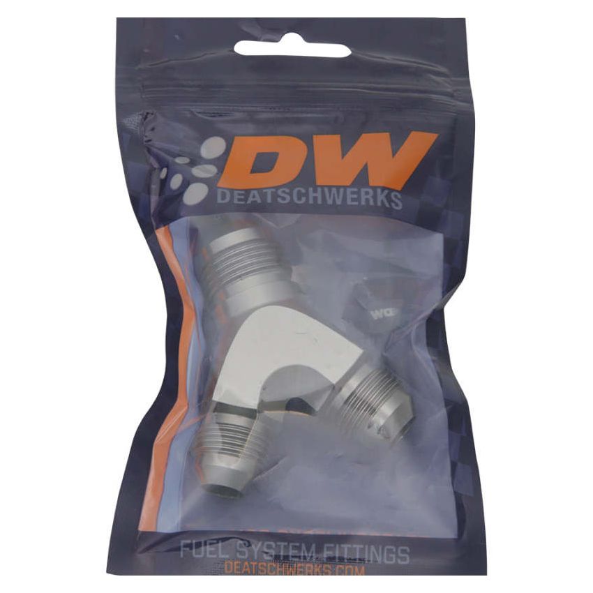 DeatschWerks 8AN Male Flare + 8AN Male Flare to 10AN Male Flare Y Block Fitting