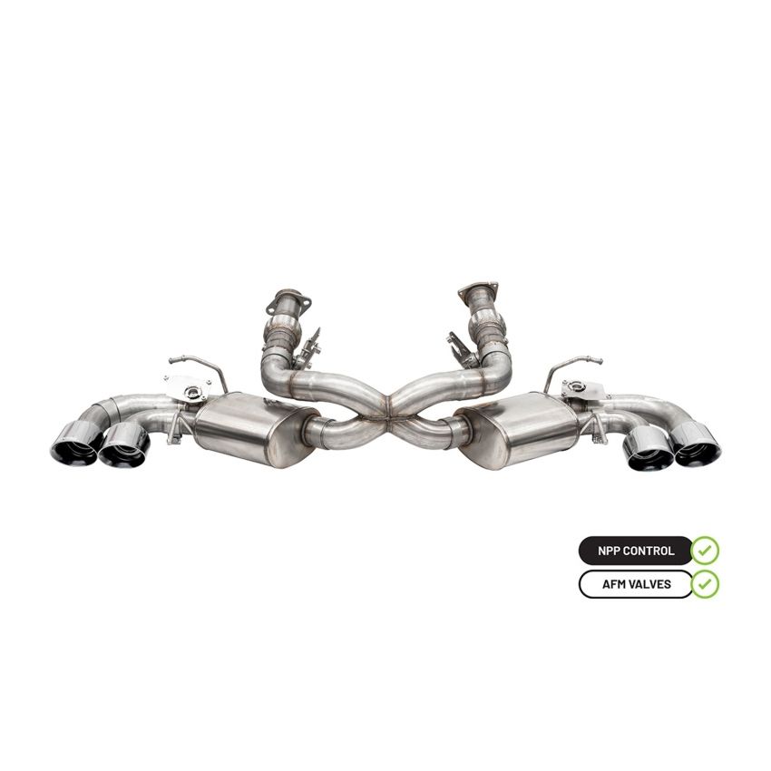 CORSA Performance 21100 Corsa 2020-24 Corvette C8 3in Valved Cat-Back 4.5in Pol Quad Tips - Fits Factory Perf Exhaust w/ AFM