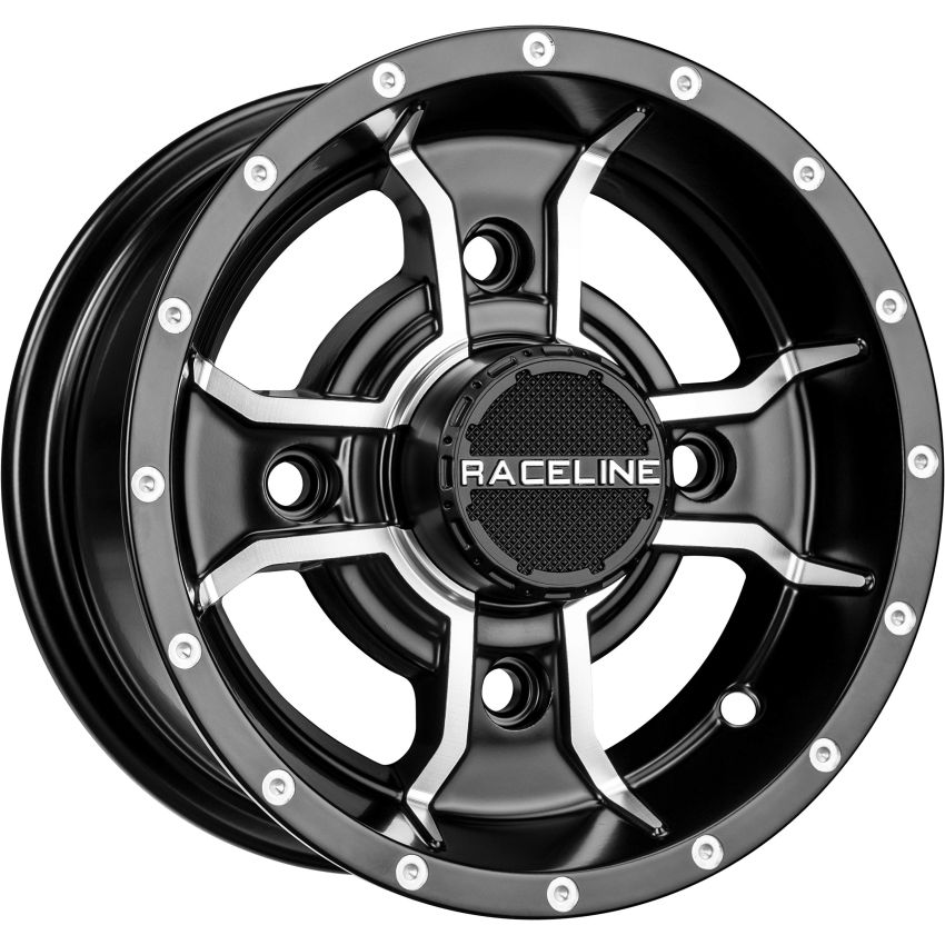 Raceline A77 Mamba 10x5in / 4x156 BP / 18mm Offset / 132.5mm Bore - Black & Machined Wheel