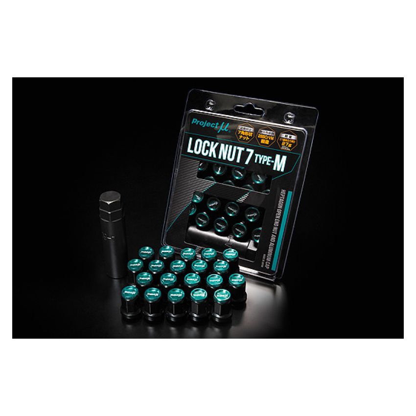 Project Mu Super Lock 7 M-Type Lock Nut M12 x 1.5 - Black / Green Cap (Special Order No Cancel)